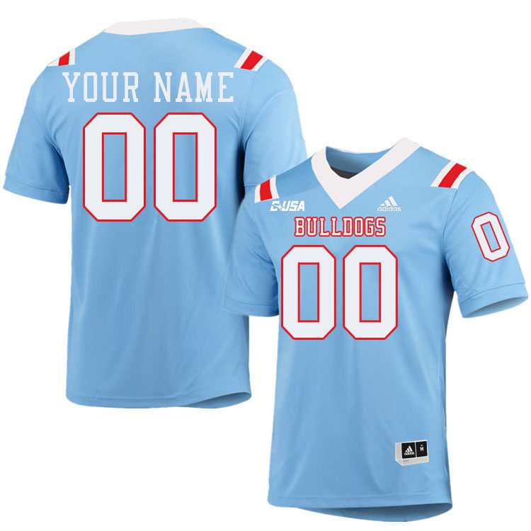 Custom Louisiana Tech Bulldogs Player's Name And Number Football Jersey-Light Blue